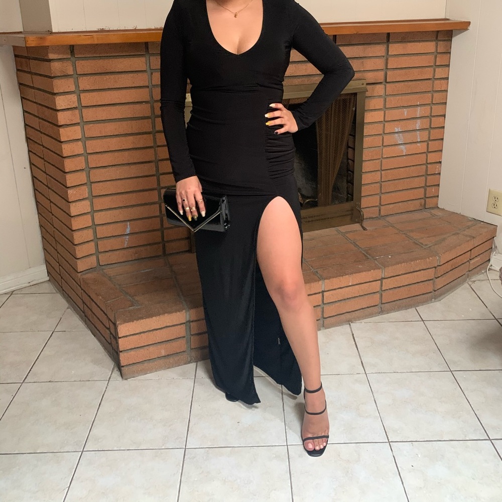 Black Long Slit Dress